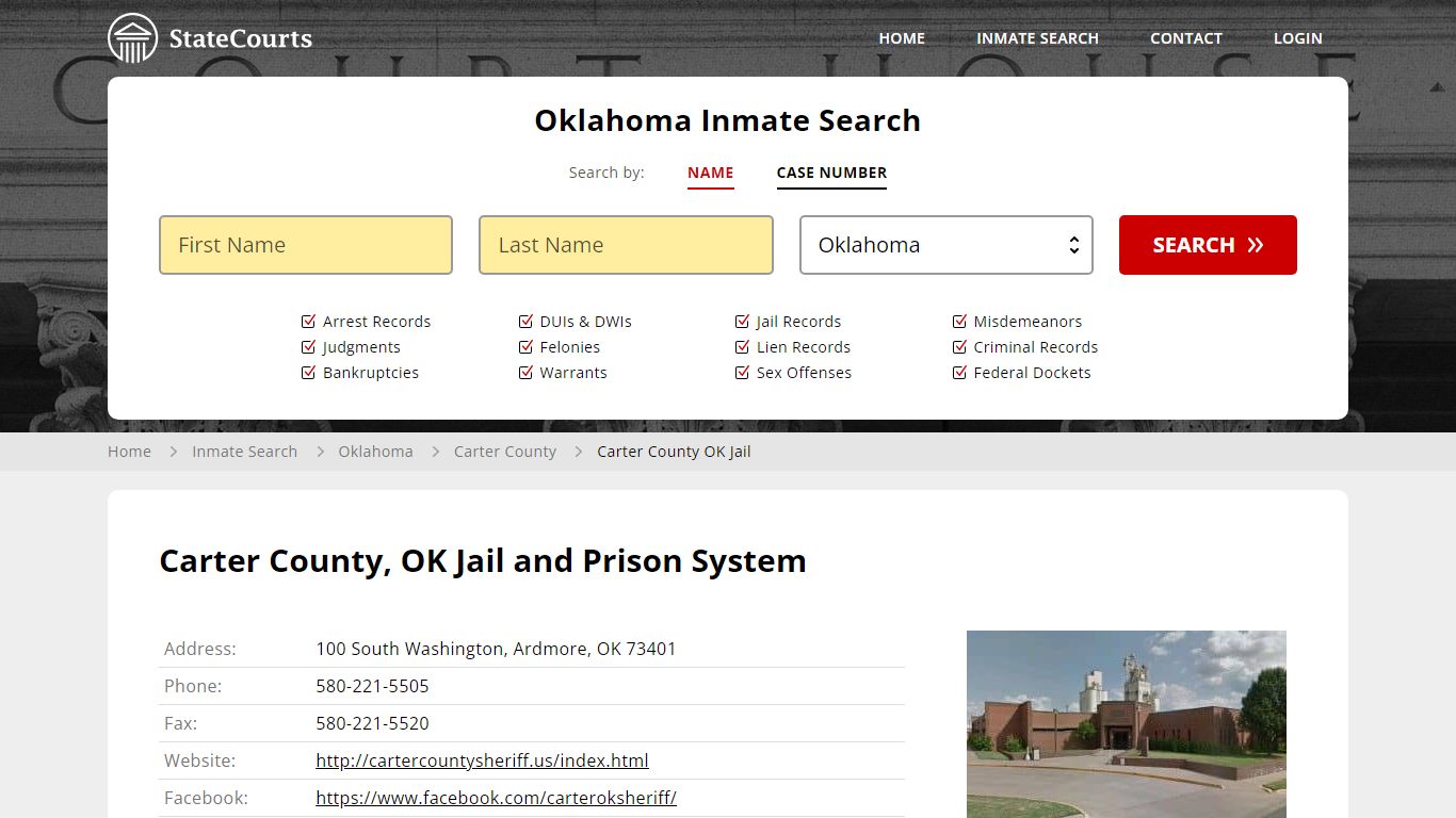 Carter County, OK Jail and Prison System - State Courts